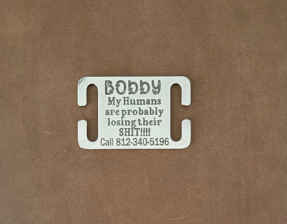 Stainless personalized lay flat dog collar tag